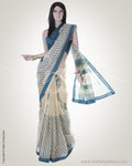 BGN-CG1 Cream & Green Cotton Kota Saree