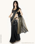 BGN-CG4 Black & Gold Faux Silk Saree