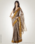 BGO-18061 - Grey & Cream Pure Cotton Saree