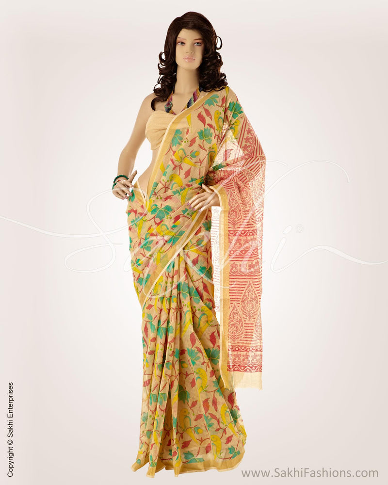 BGO-18509 - Beige & Multi Pure Kota Cotton Saree