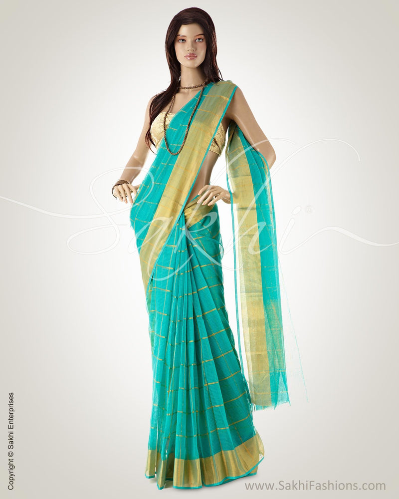 SFBGO-18519 - Green & Gold Pure Kota Cotton Saree
