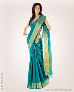 BGO-18769 - Green & Gold Pure Matka Silk Saree