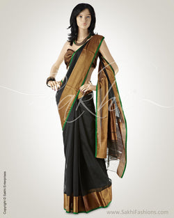 BGO-19150 - Black & Gold Pure Banarasi Silk Saree