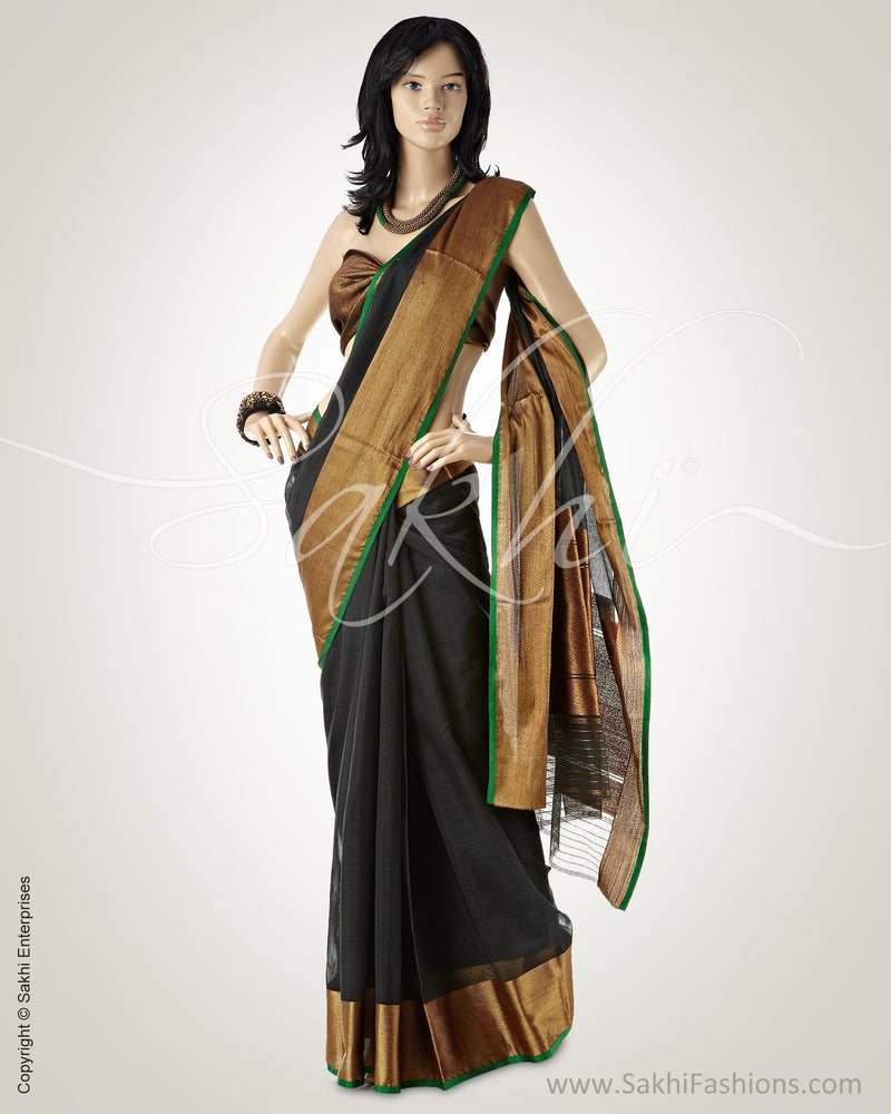 SFBGO-19150 - Black & Gold Pure Banarasi Silk Saree