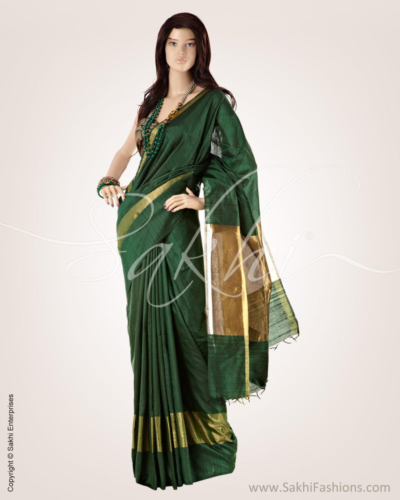BGO-19299 - Green & Maroon Pure Tussar Silk Saree