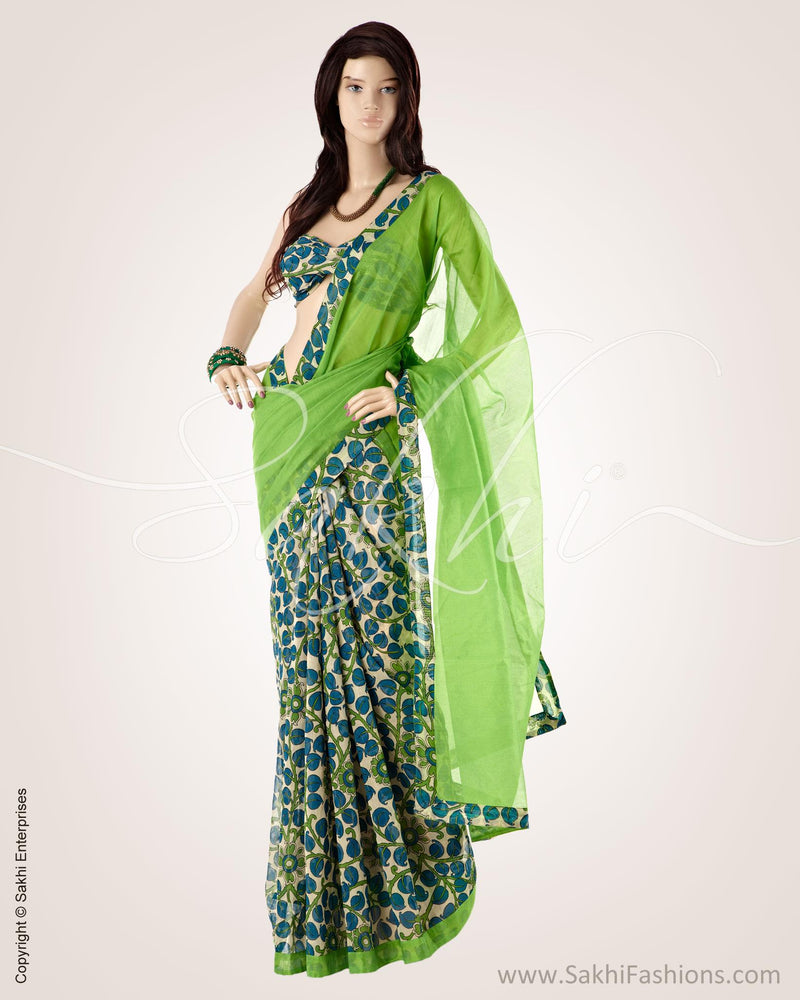 SFBGO-19905 - Green & Multi Silk & Cotton Saree