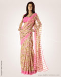 BGO-20470 - Beige & Pink Jute Saree
