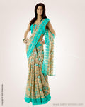 BGO-20471 - Green & Beige Jute Saree