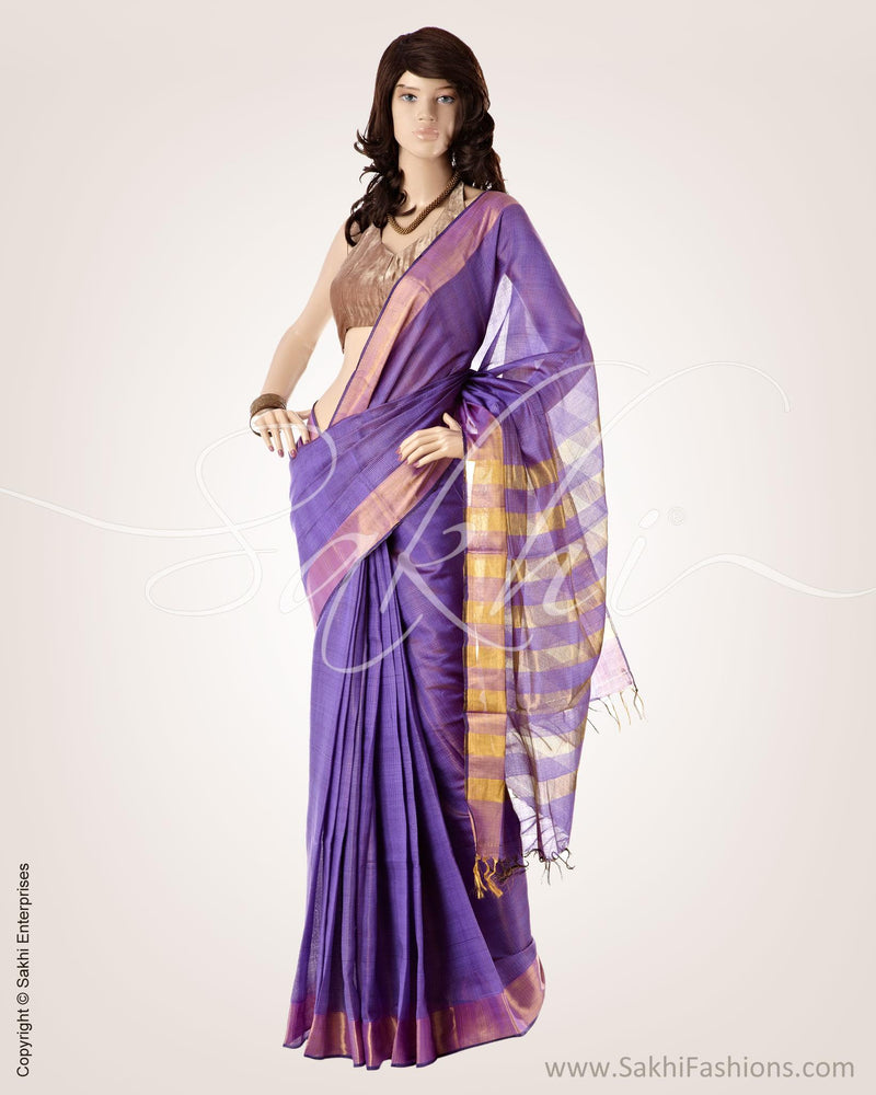 BGO-20609 - Purple & Gold Pure Tussar Silk Saree