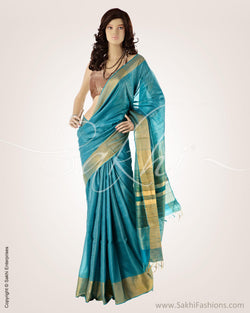 BGO-20648 - Blue & Gold Pure Tussar Silk Saree