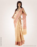 BGO-21373 - Beige & Maroon Pure Tussar Silk Saree