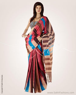BGO-21415 - Pink & Multi Pure Tussar Silk Saree