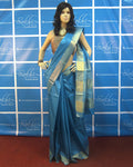BGO-28688 - Blue & Gold Pure Tussar Silk Saree