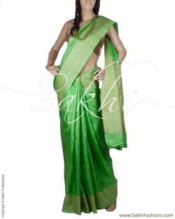 BGO-28761 - Green & Beige Pure Tussar Silk Saree