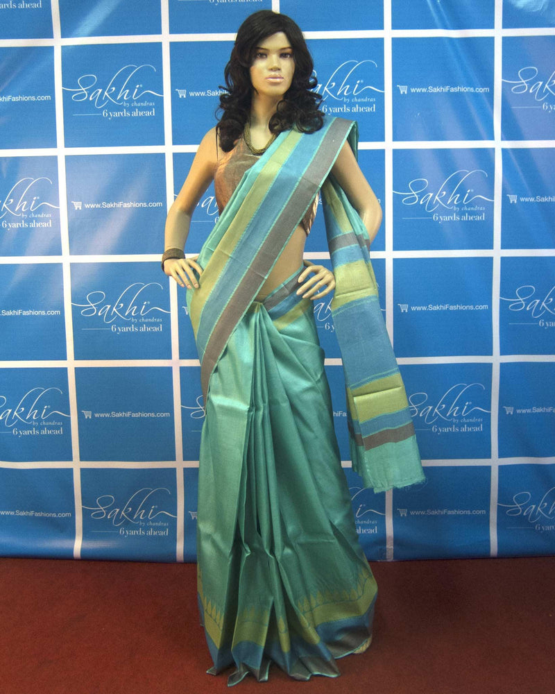 BGO-28771 - Green & Multi Pure Tussar Silk Saree