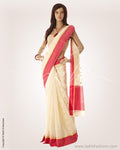 BGO-4082 - Cream & Pink Pure Chanderi  Saree