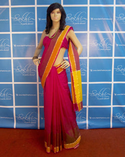 BGO-4099 - Pink & Multi Pure Chanderi Cotton Saree