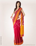 BGO-4100 - Pink & Mustard Pure Chanderi  Saree