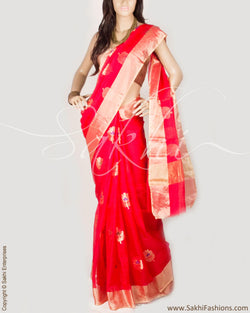 BGP-11966 - Red & Multi Pure Silk Kota Saree