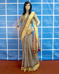 BGP-1202 - Beige & Black Pure Cotton Saree
