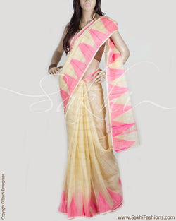BGP-12046 - Cream & Multi Pure Silk Kota Saree