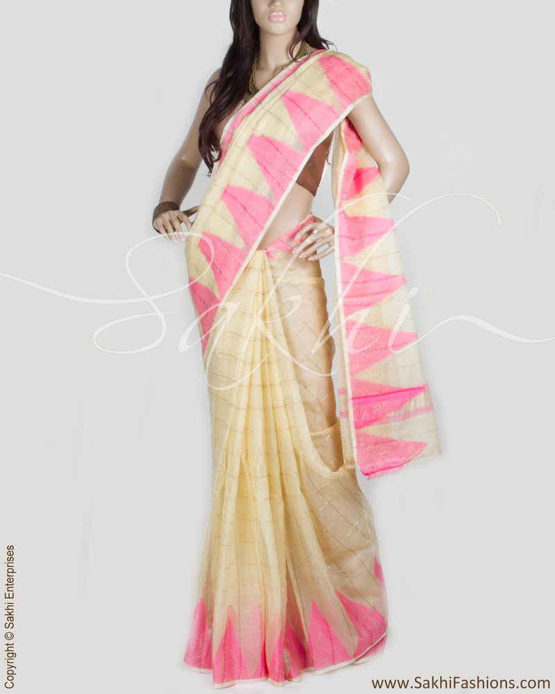BGP-12046 - Cream & Multi Pure Silk Kota Saree