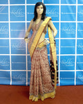 BGP-1225 - Beige & Black Pure Cotton Saree