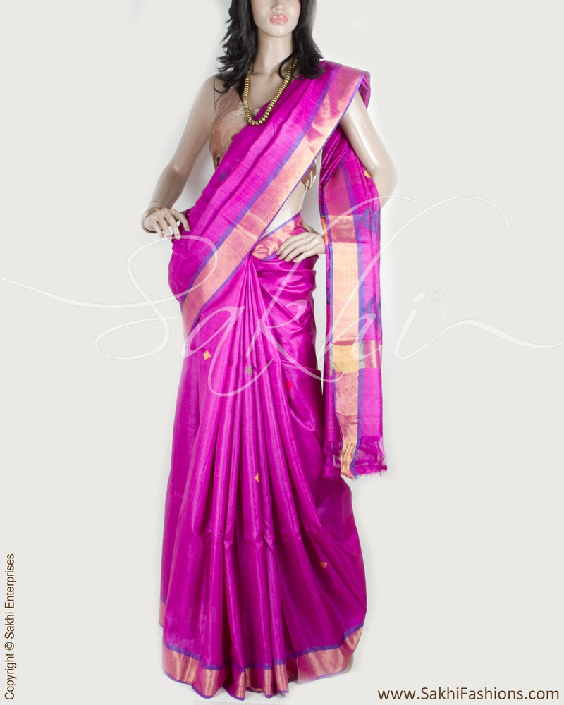 BGP-12471 - Pink & Gold Pure Tussar Silk Saree