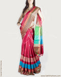BGP-12490 - Pink & Multi Pure Tussar Silk Saree