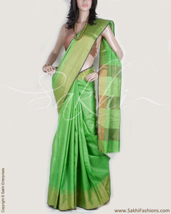 BGP-12588 - Green & Multi Pure Tussar Silk Saree