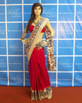 BGP-1288 - Red & Multi Pure Cotton Saree