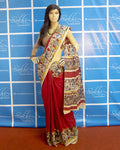 BGP-1296 - Red & Multi Pure Cotton Saree