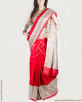 BGP-13267 - Red & Multi Pure Silk Saree