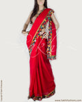 BGP-13440 - Red & Multi Pure Cotton Saree