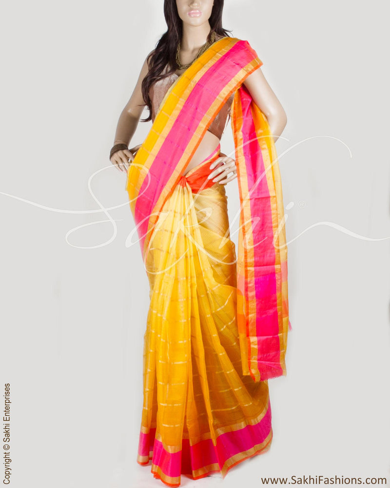 BGP-15551 - Yellow & Multi Pure Silk Kota Saree