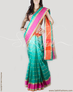 BGP-15552 - Green & Multi Pure Silk Kota Saree