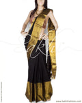 DPP-18533 - Black & Gold Pure Cotton Saree