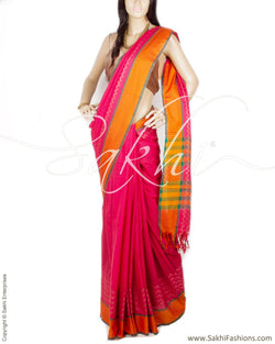 BGP-18585 - Peach & Multi Pure Cotton Saree