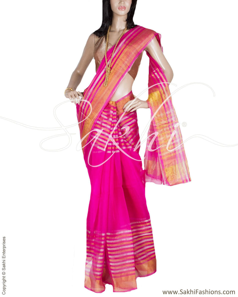 BGP-20210 - Pink & Gold Pure Kora Silk Saree
