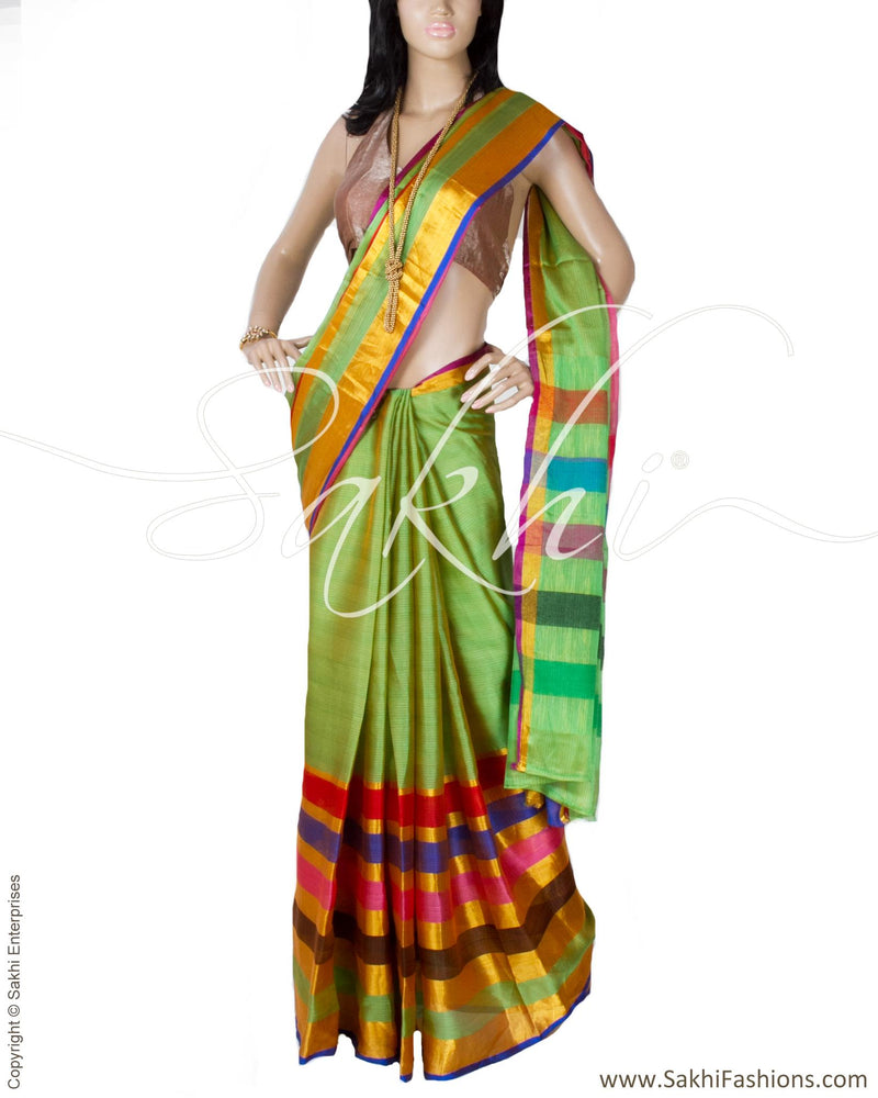 BGP-20216 - Green & Gold Pure Silk Kota Saree