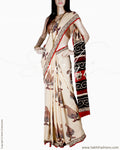 BGP-23002 - Beige & Black Pure Cotton Saree