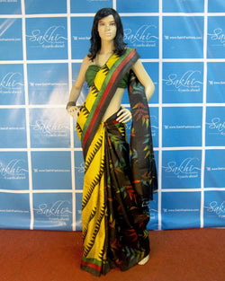 BGP-3080 - Yellow & Multi Blended Tussar  Saree