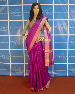 BGP-3330 - Purple &  Pure Tussar Silk Saree