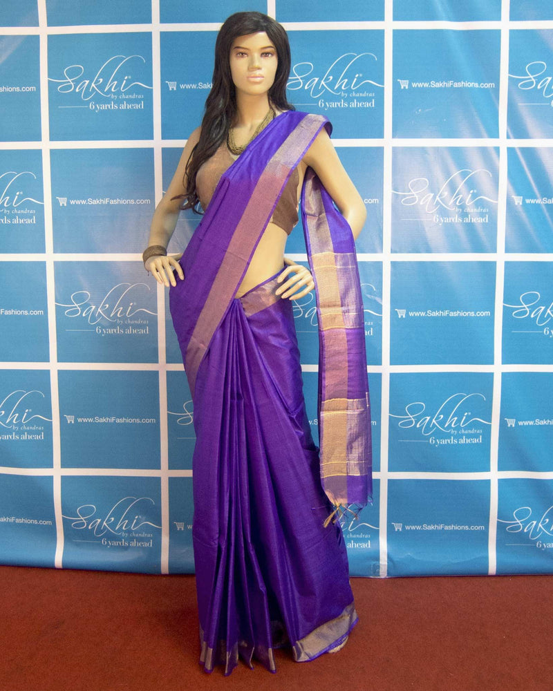 BGP-3336 - Purple & Gold Pure Tussar Silk Saree