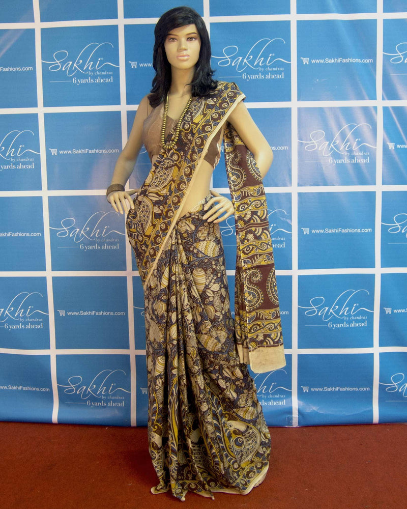 BGP-3368 - Beige & Multi Silk & Cotton Saree