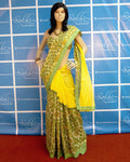 BGP-3384 - Yellow & Multi Pure Chanderi Saree