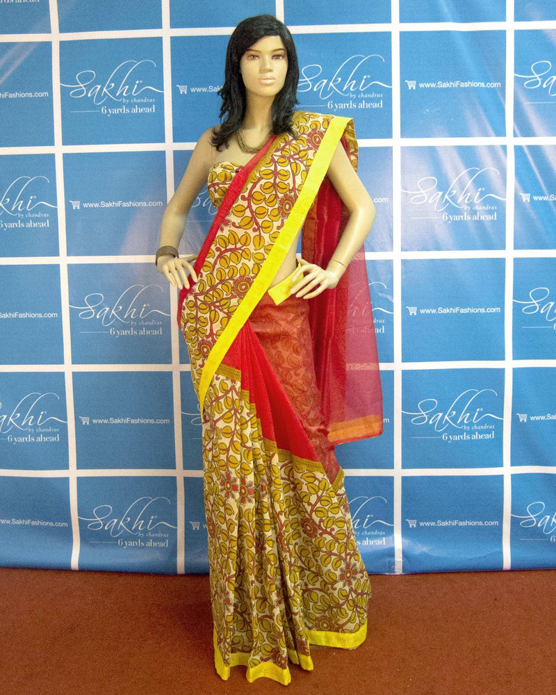 BGP-3386 - Red & Multi Pure Chanderi Saree