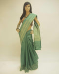 BGP-3483 - Green & Beige Pure Tussar Silk Saree