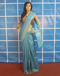 BGP-3486 - Blue & Cream Pure Tussar Silk Saree