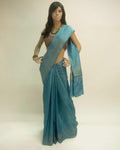 BGP-3490 - Blue & Beige Pure Tussar Silk Saree